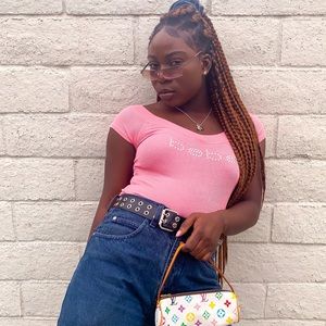 Pink Bebe off-the-shoulder top